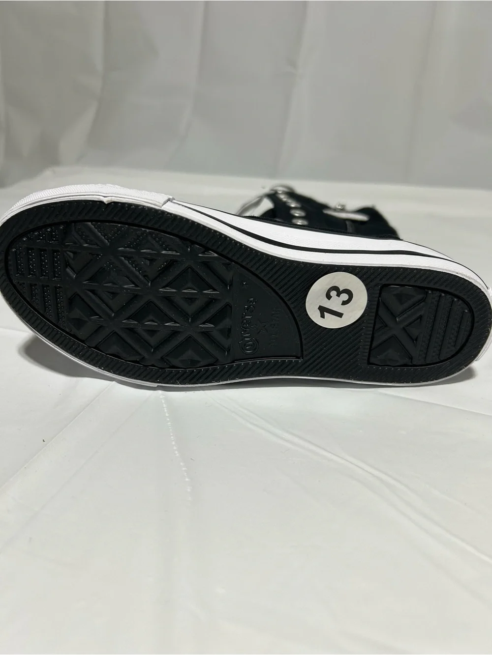 Size 13 Converse Black and White Knee-High Lace-Up Kids Sneakers